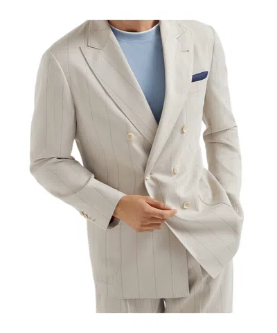 Brunello Cucinelli Silk-twill Blazer In White