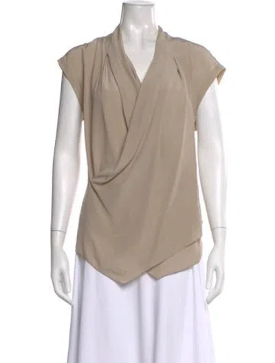 Pre-owned Brunello Cucinelli Silk V-neck Blouse In Brown