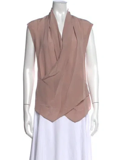 Pre-owned Brunello Cucinelli Silk V-neck Blouse In Pink
