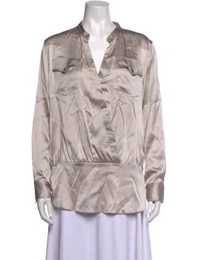 Pre-owned Brunello Cucinelli Silk V-neck Blouse In Purple