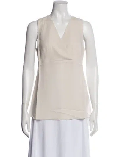 Pre-owned Brunello Cucinelli Silk V-neck Blouse W/ Tags In Neutral