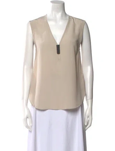 Pre-owned Brunello Cucinelli Silk V-neck Blouse W/ Tags In Neutral