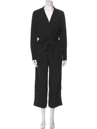 Pre-owned Brunello Cucinelli Silk V-neck Jumpsuit In Black