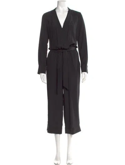 Pre-owned Brunello Cucinelli Silk V-neck Jumpsuit In Gray