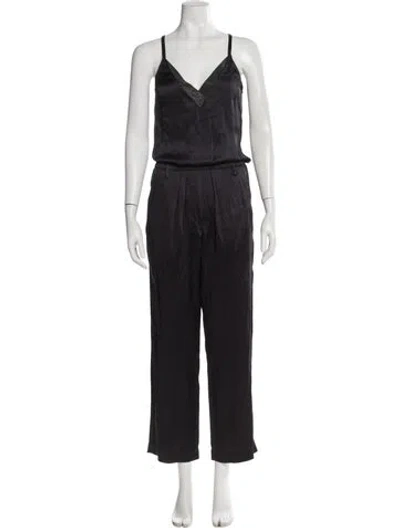 Pre-owned Brunello Cucinelli Silk V-neck Jumpsuit In Grey