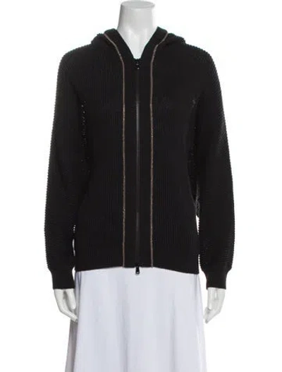 Pre-owned Brunello Cucinelli Silk V-neck Sweater In Black