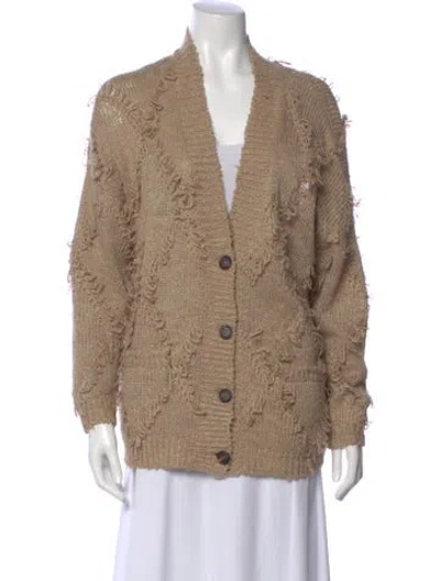 Pre-owned Brunello Cucinelli Silk V-neck Sweater In Neutral