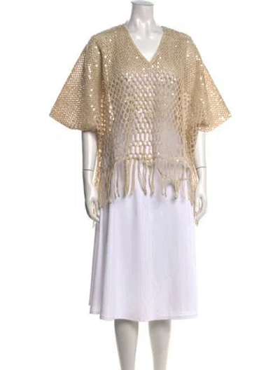 Pre-owned Brunello Cucinelli Silk V-neck Sweater W/ Tags In Neutral