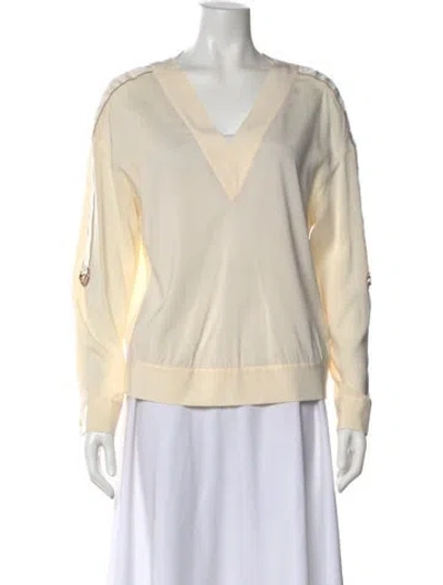 Pre-owned Brunello Cucinelli Silk V-neck Sweatshirt In Neutral