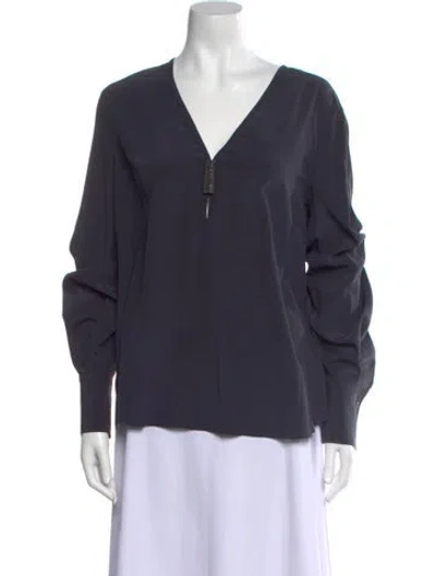 Pre-owned Brunello Cucinelli Silk V-neck Sweatshirt W/ Tags In Gray