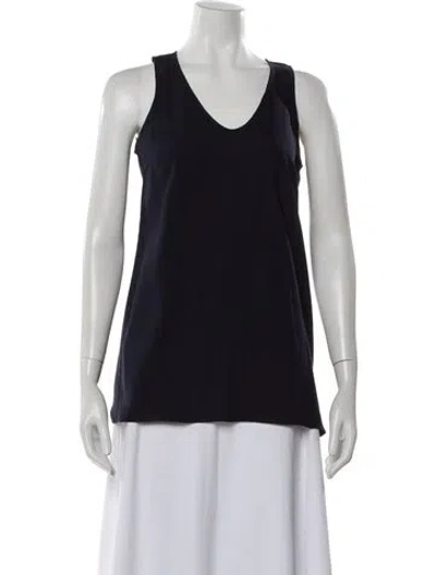 Pre-owned Brunello Cucinelli Silk V-neck Top In Blue
