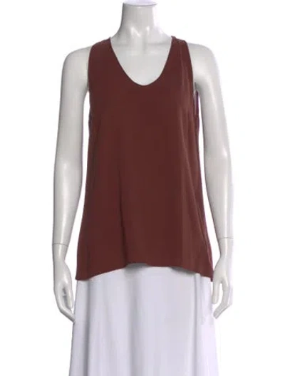 Pre-owned Brunello Cucinelli Silk V-neck Top In Brown