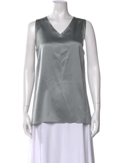 Pre-owned Brunello Cucinelli Silk V-neck Top In Gray