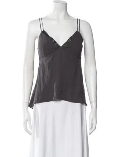 Pre-owned Brunello Cucinelli Silk V-neck Top In Gray