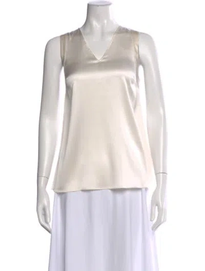 Pre-owned Brunello Cucinelli Silk V-neck Top In Neutral