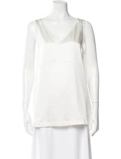 Pre-owned Brunello Cucinelli Silk V-neck Top In Neutral
