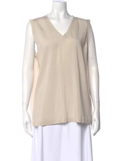 Pre-owned Brunello Cucinelli Silk V-neck Top In Neutral