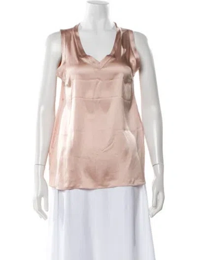 Pre-owned Brunello Cucinelli Silk V-neck Top In Neutral