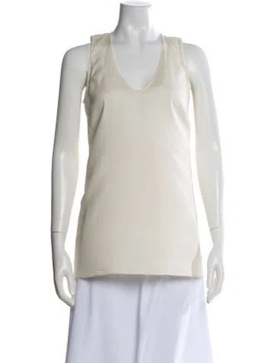Pre-owned Brunello Cucinelli Silk V-neck Top In Neutral