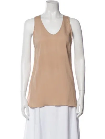 Pre-owned Brunello Cucinelli Silk V-neck Top In Neutral
