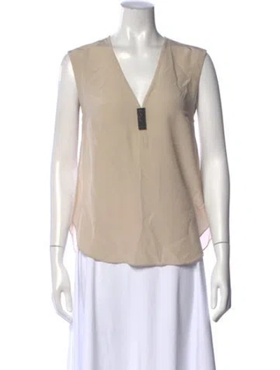 Pre-owned Brunello Cucinelli Silk V-neck Top In Neutral