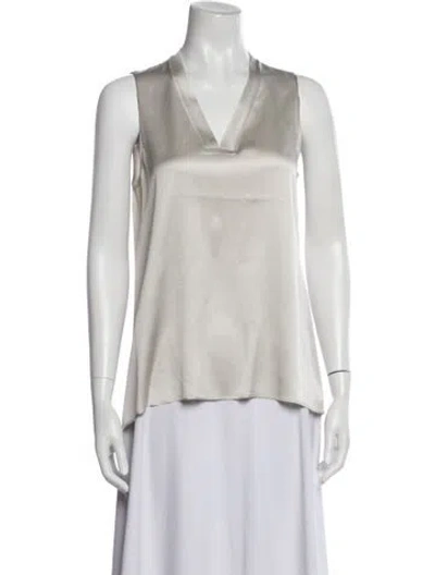 Pre-owned Brunello Cucinelli Silk V-neck Top In Neutral