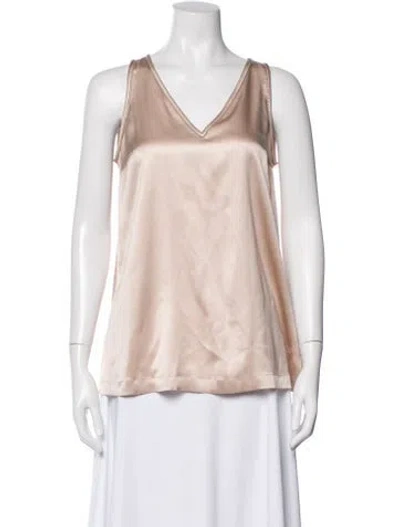 Pre-owned Brunello Cucinelli Silk V-neck Top In Pink