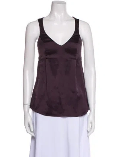Pre-owned Brunello Cucinelli Silk V-neck Top In Purple