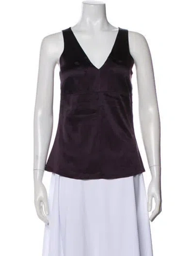 Pre-owned Brunello Cucinelli Silk V-neck Top In Purple