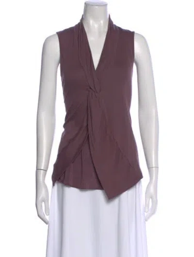 Pre-owned Brunello Cucinelli Silk V-neck Top In Purple