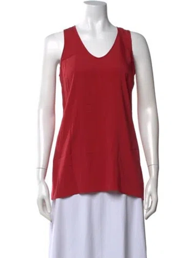 Pre-owned Brunello Cucinelli Silk V-neck Top In Red