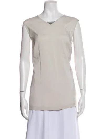 Pre-owned Brunello Cucinelli Silk V-neck Top In White