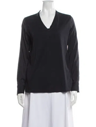 Pre-owned Brunello Cucinelli Silk V-neck T-shirt In Blue