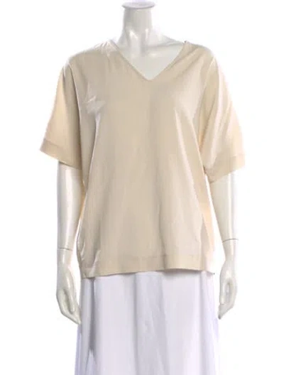 Pre-owned Brunello Cucinelli Silk V-neck T-shirt In Neutral