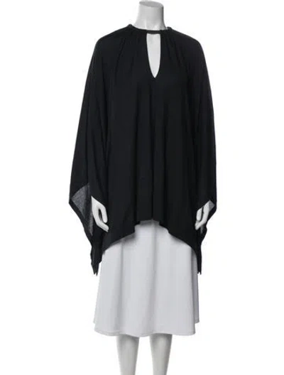 Pre-owned Brunello Cucinelli Silk V-neck Tunic In Black/blue