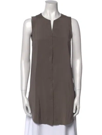 Pre-owned Brunello Cucinelli Silk V-neck Tunic In Gray