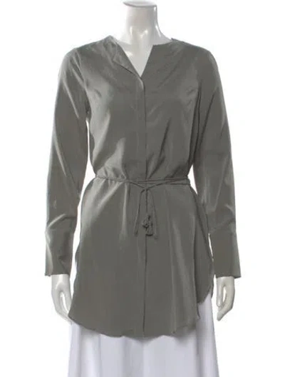 Pre-owned Brunello Cucinelli Silk V-neck Tunic In Gray