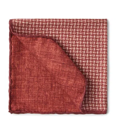 Brunello Cucinelli Silk Weave Pocket Square In Orange