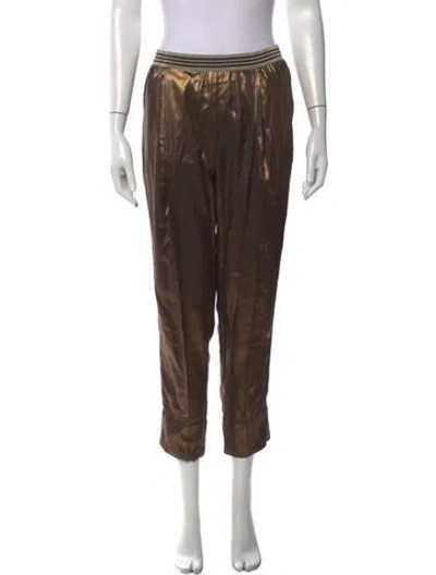 Pre-owned Brunello Cucinelli Silk Wide Leg Pants In Brown