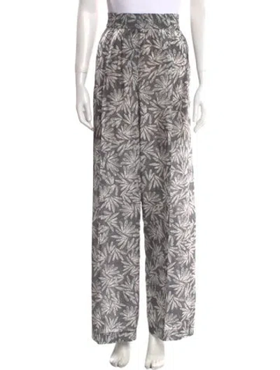 Pre-owned Brunello Cucinelli Silk Wide Leg Pants In Gray