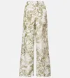 Brunello Cucinelli Silk Printed Pyjama-style Trousers In Green