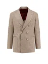 Brunello Cucinelli Double-breasted Buttoned Blazer In Gold