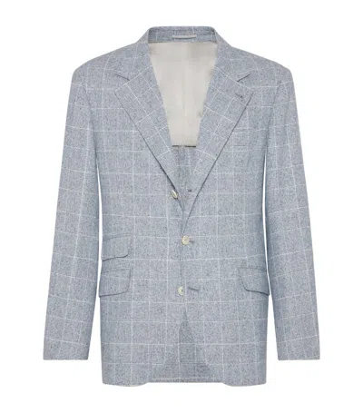 Brunello Cucinelli Silk-wool-cashmere Cavallo Blazer In Blue