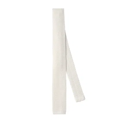 Brunello Cucinelli Silk Woven Tie In White