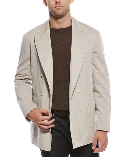 Brunello Cucinelli Silk-blend Blazer In Neutral