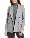 Brunello Cucinelli Double-breasted Bead-embellished Cotton-blend Jersey Blazer In Gray