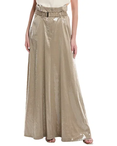 Brunello Cucinelli Silk-blend Maxi Skirt In Neutral