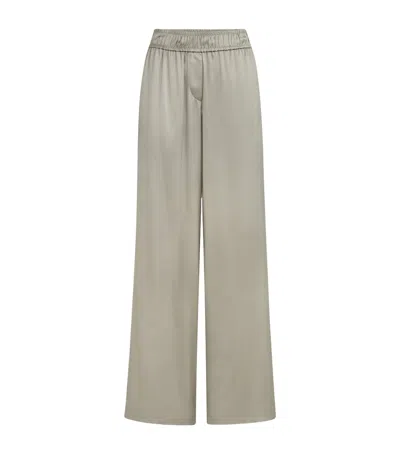 Brunello Cucinelli Silk-blend Satin Track Trousers In Green