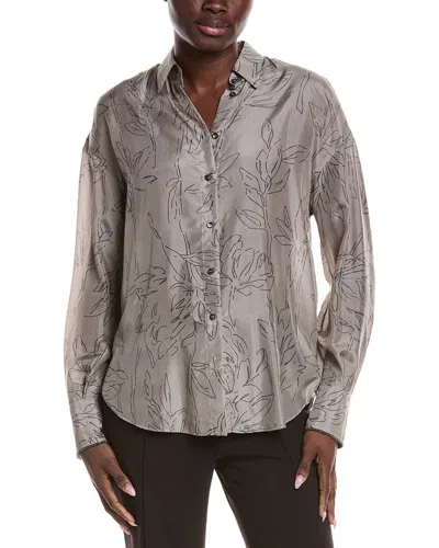 Brunello Cucinelli Silk-blend Shirt In Gray