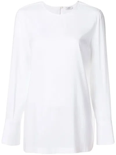 Brunello Cucinelli Silk-blend Wide Cuff Blouse In White